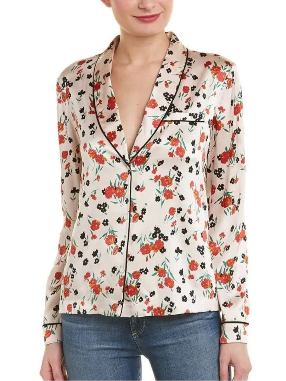 ALC Silk Leomie Floral Silk Pajama-Style Blouse /Blazer 🌹NWT